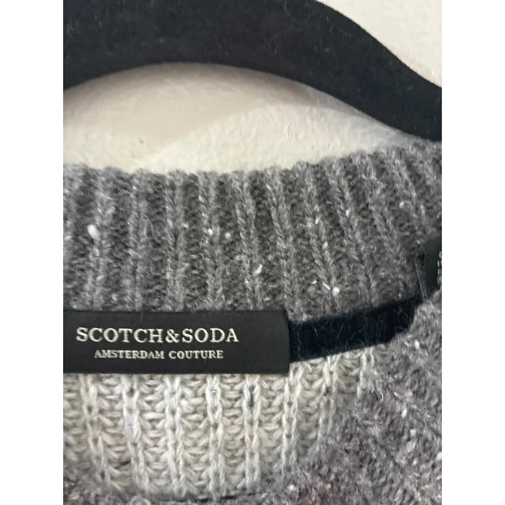 Scotch & Soda men's colorblock knitted Wool sweater in a gray colorway size S